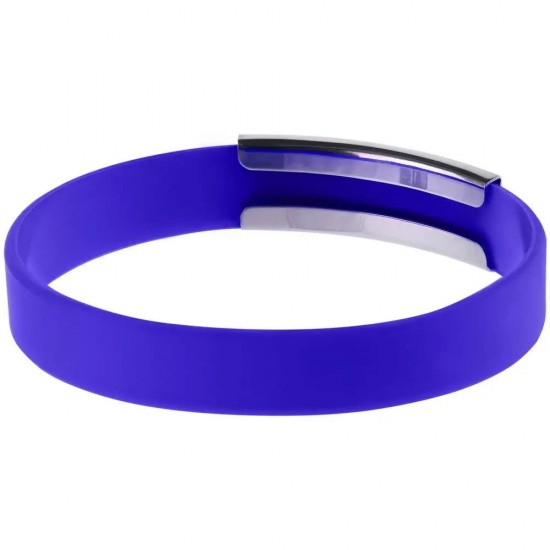 Silicone Bracelet with Metal Plate, Blue