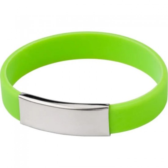Silicone Bracelet with Metal Plate, Green