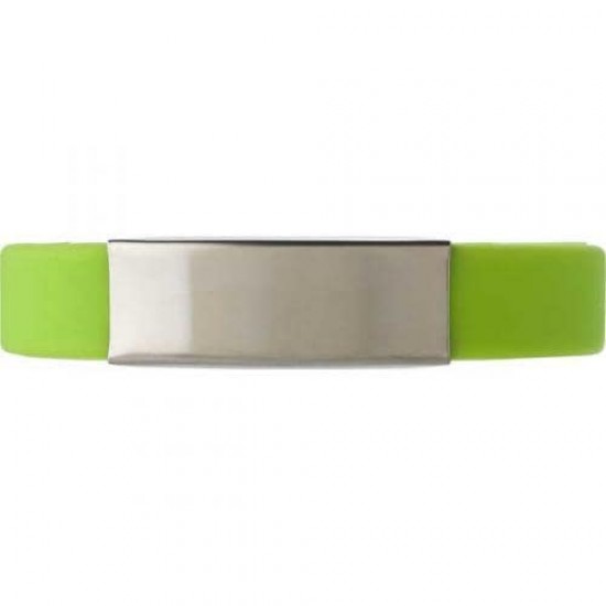 Silicone Bracelet with Metal Plate, Green