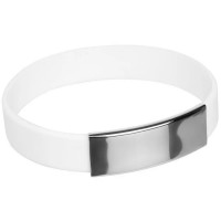 Silicone Bracelet with Metal Plate, White