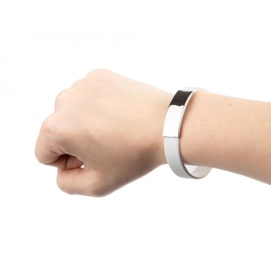 Bratara din silicon cu placa metalica, alb