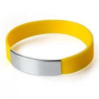Silicone Bracelet with Metal Plate, Yellow