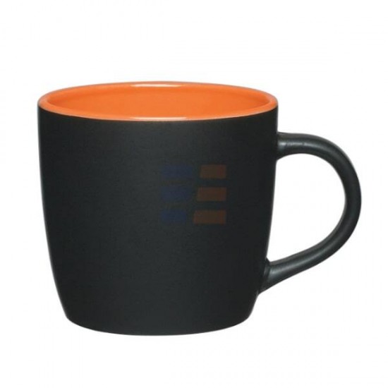 11oz Black-Orange Ceramic Coffee Mug "Madrid" (320 ml)