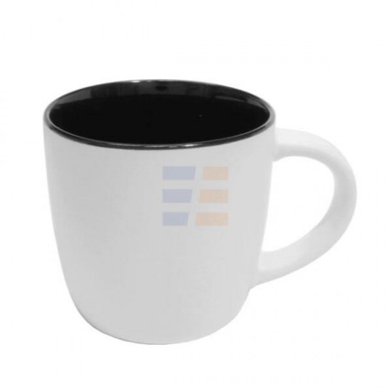 11oz White-Black Ceramic Coffee Mug "Madrid" (320 ml)