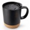 13oz Cana din Ceramica cu Baza din Pluta si Capac (385 ml), Black