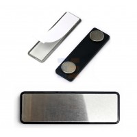 Бейдж на Магните для Сублимации с Черной Рамкой, Silver