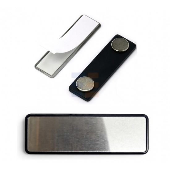 Sublimation Black Name Badge with Frame, Silver