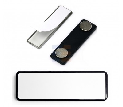 Бейдж на Магните для Сублимации с Черной Рамкой, White