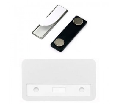 Пластиковый Бейдж c Окошком на Магните, White