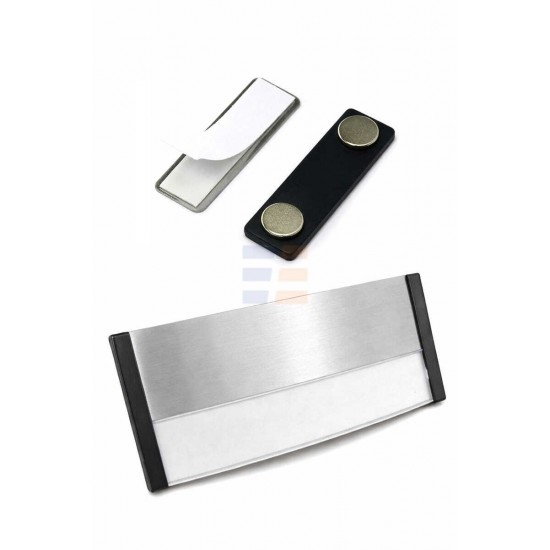 Бейдж c Окошком, на Магните для Сублимации, Silver (80x34mm)