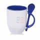 12oz Sublimation Dark Blue Inner And Handle Ceramic Coffee Mug With Spoon (350 ml)