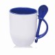 12oz Sublimation Dark Blue Inner And Handle Ceramic Coffee Mug With Spoon (350 ml)