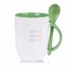 12oz Sublimation Light Green Inner And Handle Ceramic Coffee Mug With Spoon (350 ml)