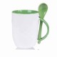 12oz Sublimation Light Green Inner And Handle Ceramic Coffee Mug With Spoon (350 ml)