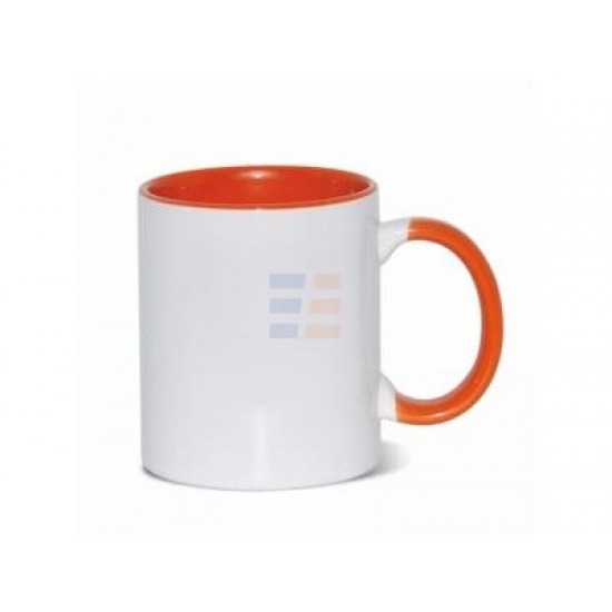 11oz Керамическая Кружка, Внутри и Ручка Оранжевая (320 мл)