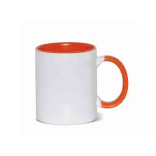 11oz Керамическая Кружка, Внутри и Ручка Оранжевая (320 мл)