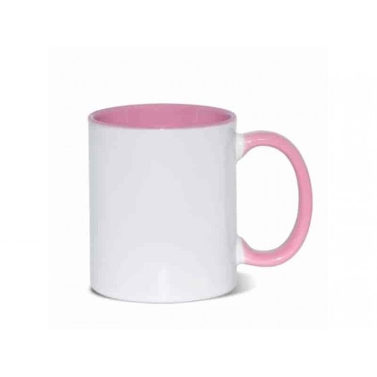 11oz Керамическая Кружка, Внутри и Ручка Розовая (320 мл)