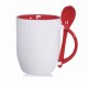 12oz Sublimation Red Inner And Handle Ceramic Coffee Mug With Spoon (350 ml)