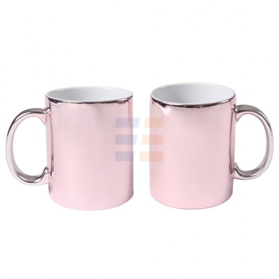 11oz Sublimation Pink Mirror Plated Ceramic Coffee Mug (320 ml)