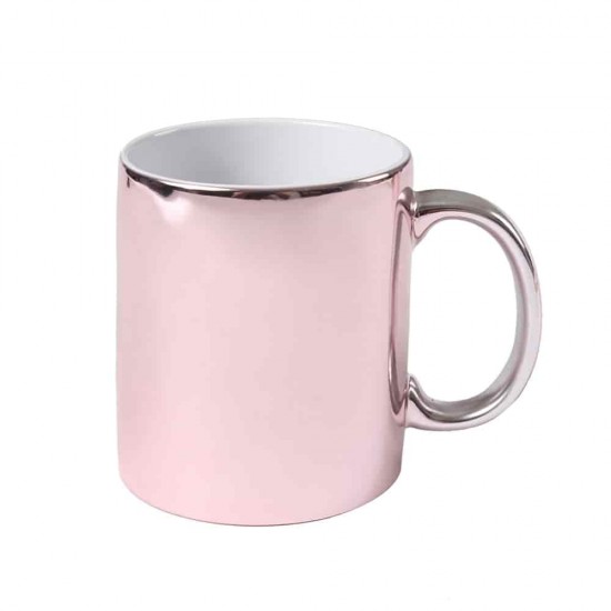 11oz Sublimation Pink Mirror Plated Ceramic Coffee Mug (320 ml)