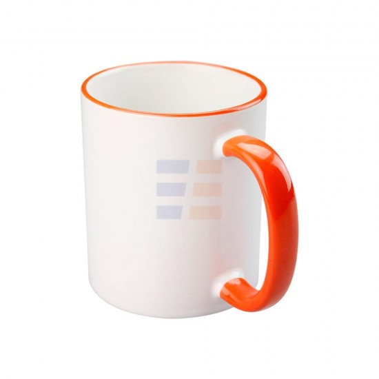 11oz Sublimation Orange Rim And Handle Ceramic Coffee Mug (320 ml)
