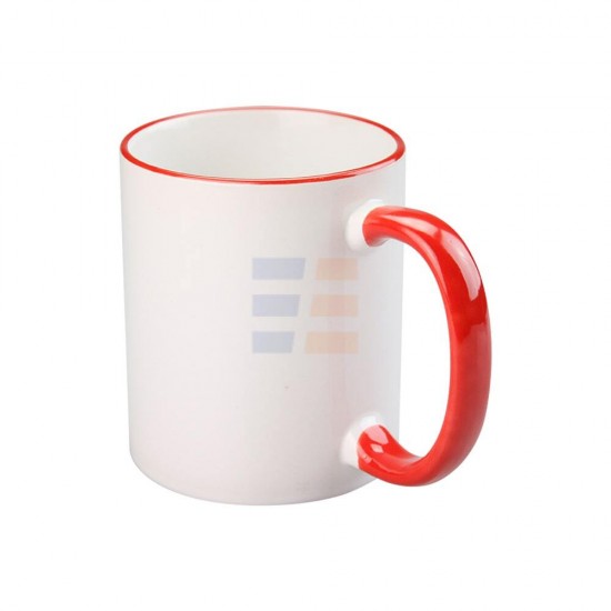 11oz Sublimation Red Rim And Handle Ceramic Coffee Mug (320 ml)