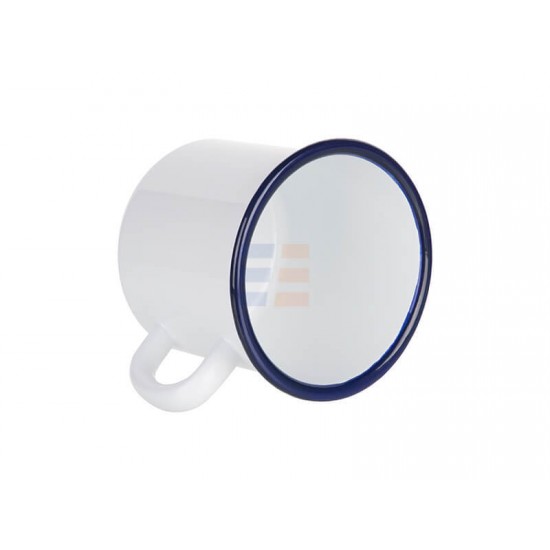 12oz White Sublimation Enamel Blue Edge Mug with Individual Gift Box (350 ml)