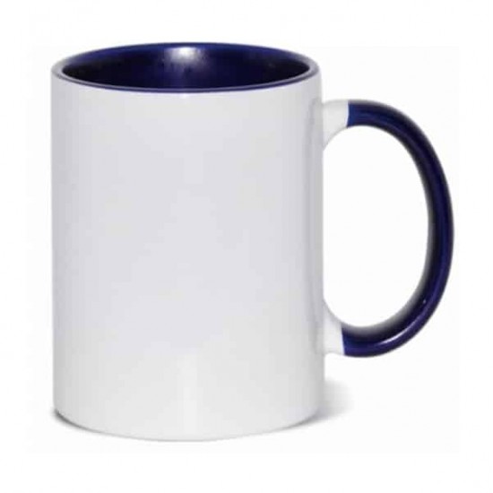 15oz Sublimation Inner and Handle Dark Blue Ceramic Coffee Mug (440 ml)