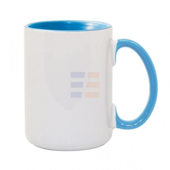 15oz Sublimation Inner and Handle Light Blue Ceramic Coffee Mug (440 ml)