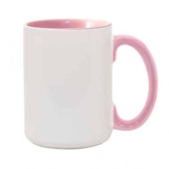 15oz Sublimation Inner and Handle Pink Ceramic Coffee Mug (440 ml)