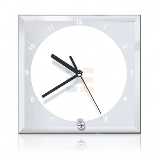 Sublimation Clock Glass Frame with Mirror Edge, 20x20 cm