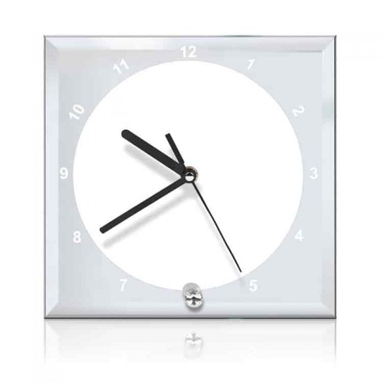 Sublimation Clock Glass Frame with Mirror Edge, 20x20 cm