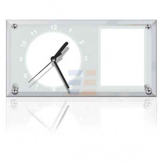 Sublimation Clock Glass Frame with Strip Mirror Edge, 30x16 cm