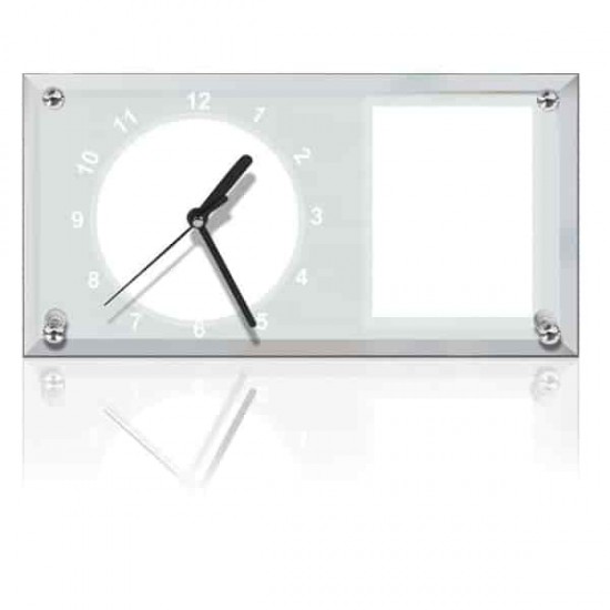 Sublimation Clock Glass Frame with Strip Mirror Edge, 30x16 cm