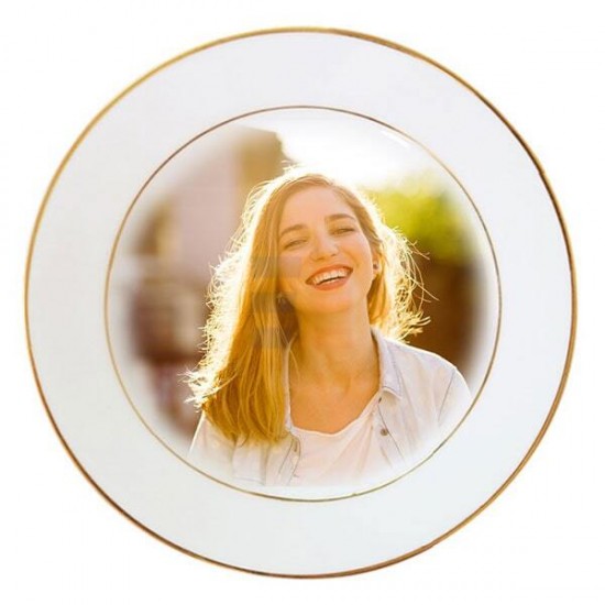 10" Farfurie Alba de Sublimare cu Margina Aurie (25.4 cm)