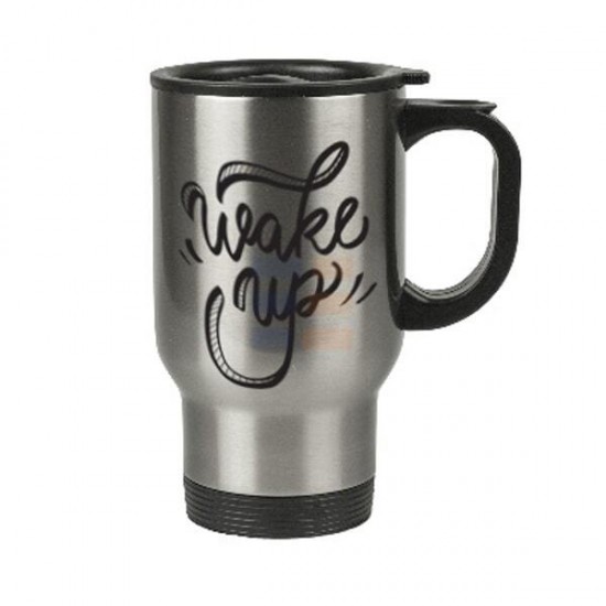 14oz Сублимационная Автомобильная Кружка для Путешествий, Серебристая (415 мл)