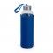 500ml Glass Blue Water Bottle with Case