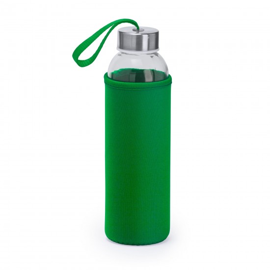 500ml Glass Green Water Bottle with Case