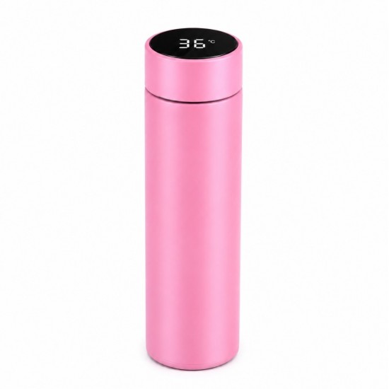 500 ml Termos din Otel Inoxidabil cu Termometru, Pink 500 ml Termos din Otel Inoxidabil cu Termometru, Pink