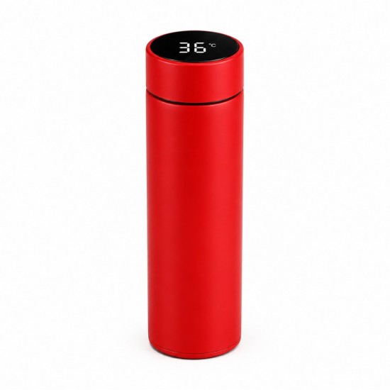 500 ml Termos din Otel Inoxidabil cu Termometru, Red 500 ml Termos din Otel Inoxidabil cu Termometru, Red