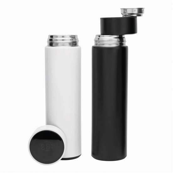 500 ml Termos Negru din Otel Inoxidabil cu Termometru