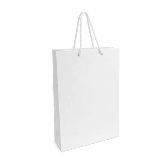 Punga din Hartie Laminata, White (22x35x9 cm) Punga din Hartie Laminata, White (22x35x9 cm)